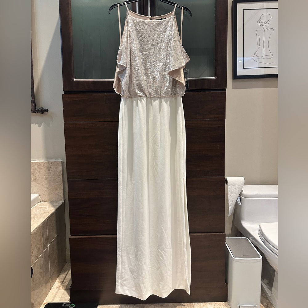 NWT Ralph Lauren Champagne and Silver Dress